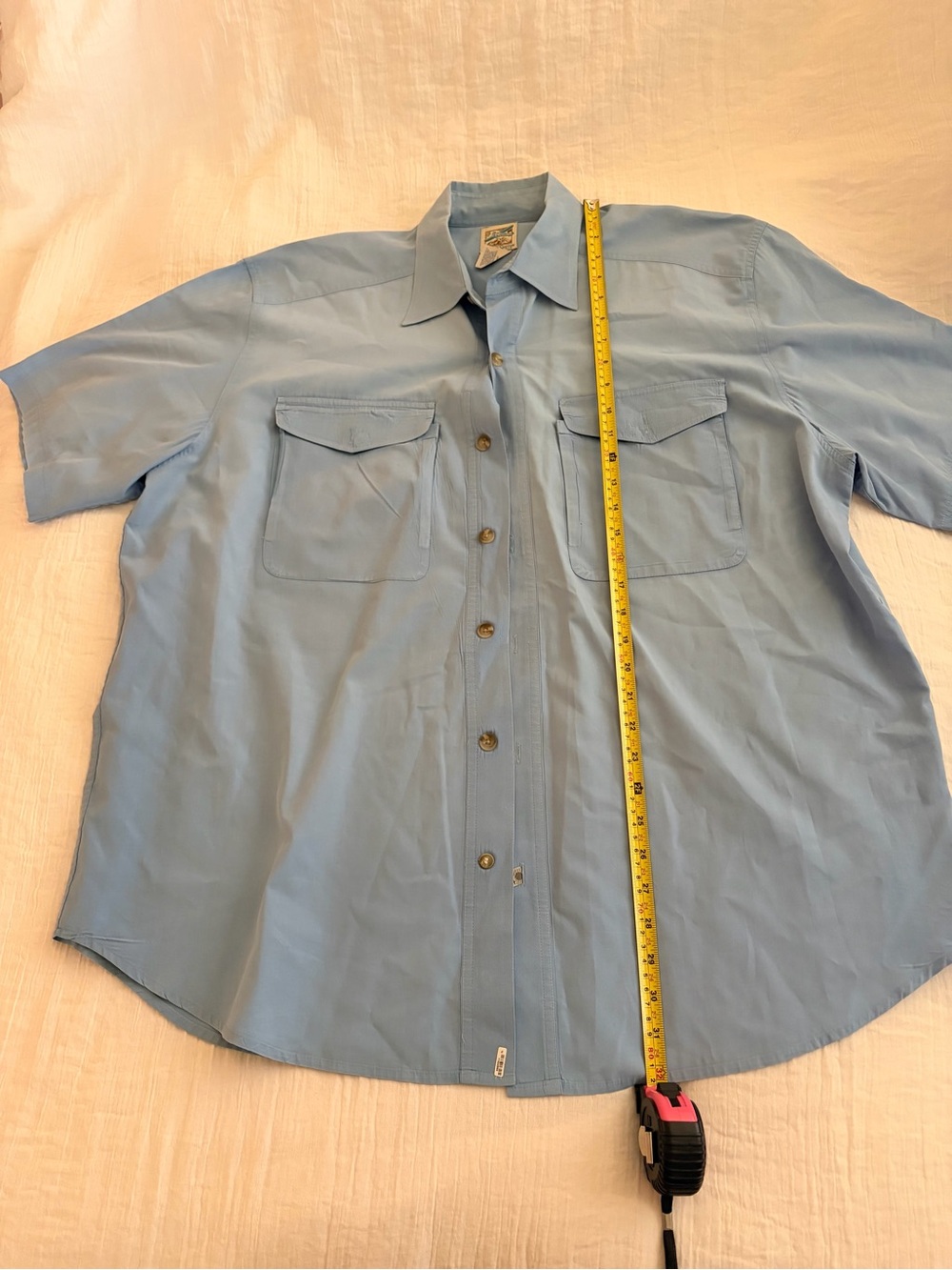 TravelSmith Light Blue Short-Sleeve Button-Down Shirt